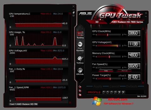 Screenshot ASUS GPU Tweak per Windows 7