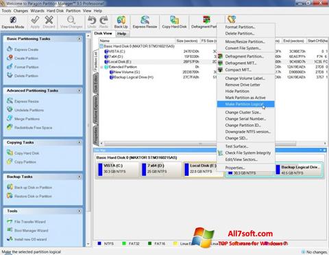 Screenshot Paragon Partition Manager per Windows 7