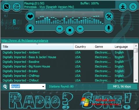 Screenshot RadioSure per Windows 7