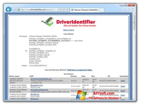 Screenshot Driver Identifier per Windows 7