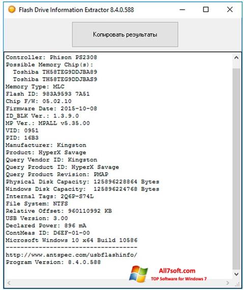 Screenshot Flash Drive Information Extractor per Windows 7