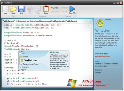 Screenshot Small Basic per Windows 7