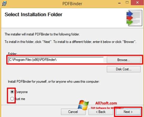 Screenshot PDFBinder per Windows 7
