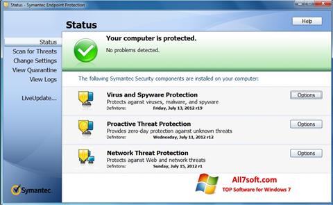 Screenshot Symantec Endpoint Protection per Windows 7