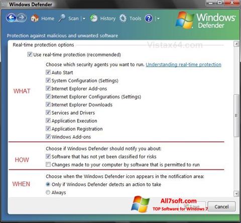 Screenshot Windows Defender per Windows 7