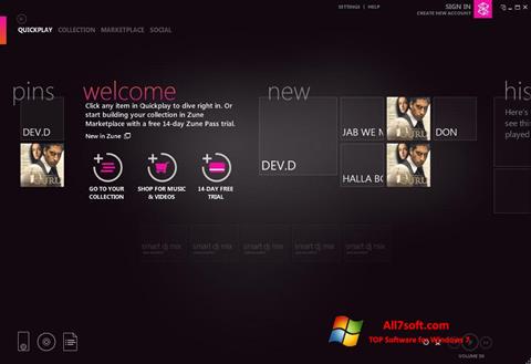 Screenshot Zune per Windows 7
