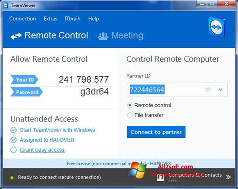 Screenshot TeamViewer per Windows 7