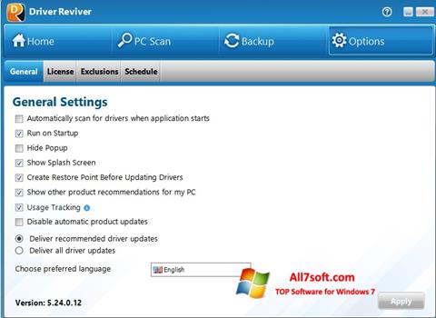 Screenshot Driver Reviver per Windows 7
