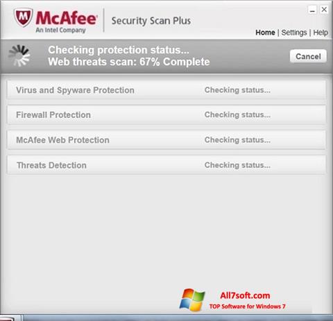 Screenshot McAfee Security Scan Plus per Windows 7