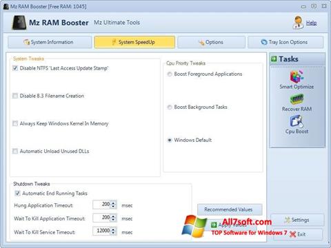 Screenshot Mz RAM Booster per Windows 7
