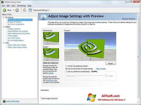 Screenshot NVIDIA ForceWare per Windows 7