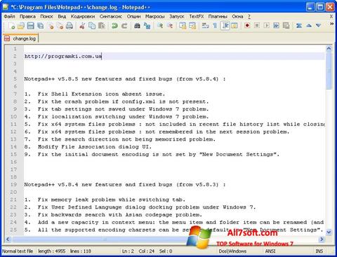 Screenshot Notepad++ per Windows 7