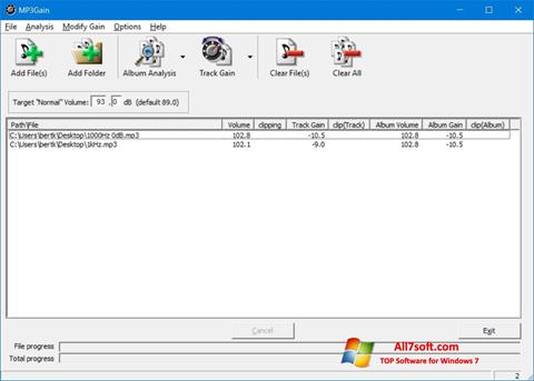 Screenshot MP3Gain per Windows 7