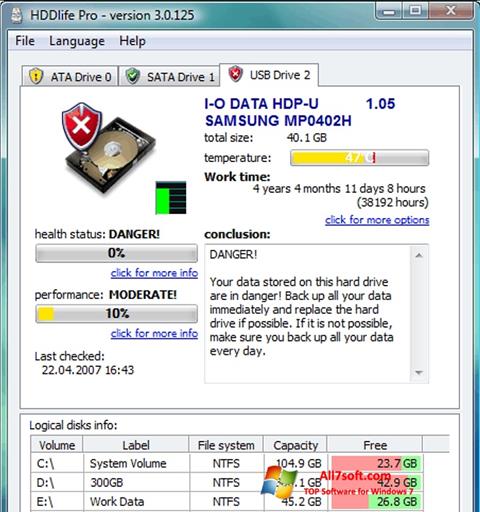 Screenshot HDDlife per Windows 7