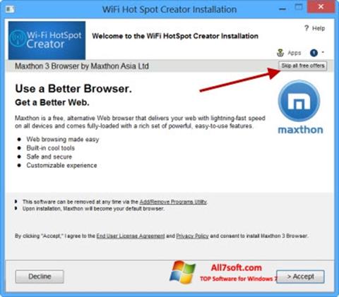 Screenshot Wi-Fi HotSpot Creator per Windows 7