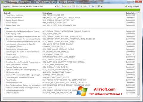 Screenshot NVIDIA Inspector per Windows 7