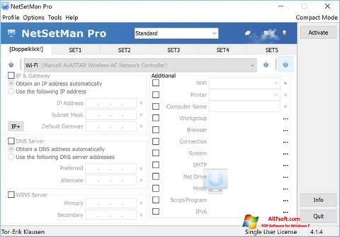 Screenshot NetSetMan per Windows 7