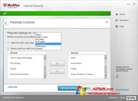 Screenshot McAfee Internet Security per Windows 7