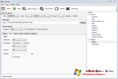 Screenshot HandBrake per Windows 7