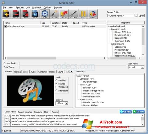 Screenshot MediaCoder per Windows 7