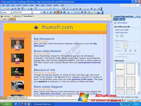 Screenshot Microsoft FrontPage per Windows 7