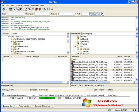 Screenshot FileZilla per Windows 7