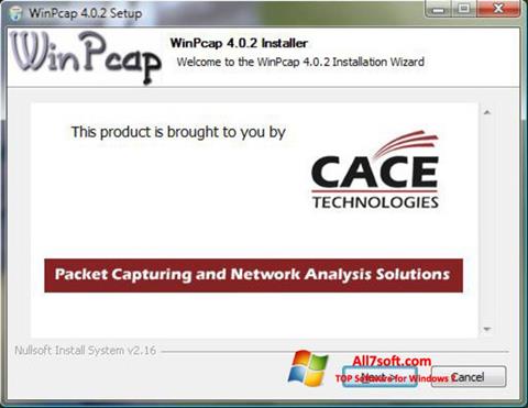 Screenshot WinPcap per Windows 7