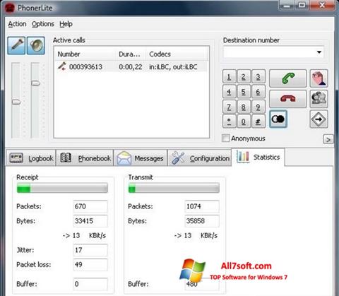 Screenshot PhonerLite per Windows 7