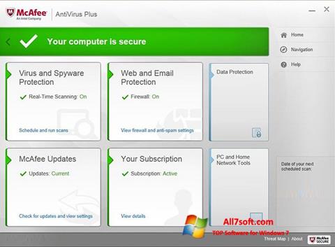 Screenshot McAfee AntiVirus Plus per Windows 7