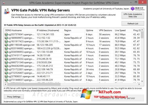 Screenshot VPN Gate per Windows 7