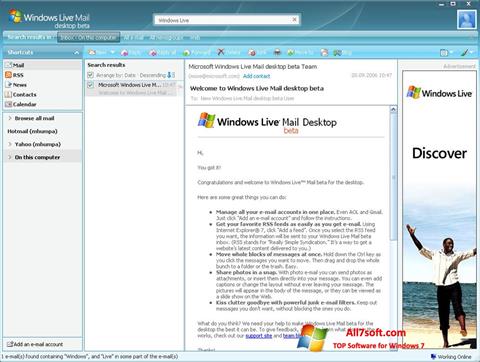 Screenshot Windows Live Mail per Windows 7