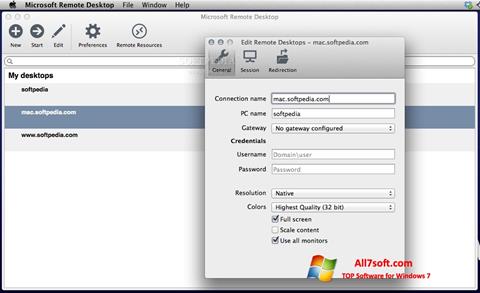Screenshot Microsoft Remote Desktop per Windows 7