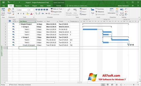 Screenshot Microsoft Project per Windows 7