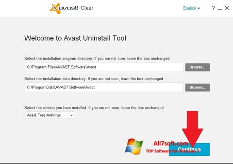 Screenshot Avast Uninstall Utility per Windows 7