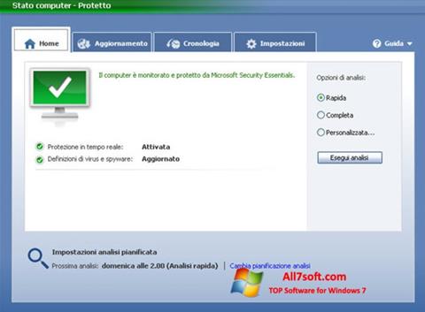 Screenshot Microsoft Security Essentials per Windows 7