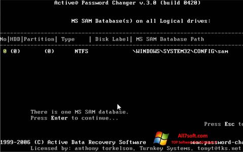 Screenshot Active Password Changer per Windows 7
