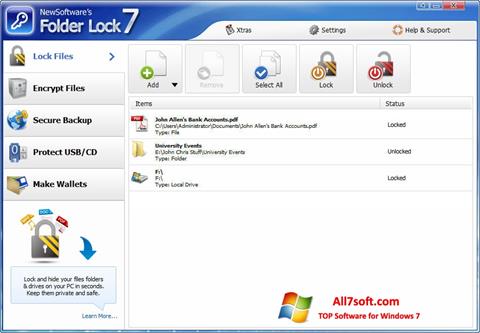 Screenshot Folder Lock per Windows 7