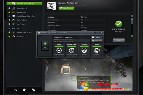 Screenshot NVIDIA GeForce Experience per Windows 7