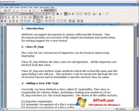 Screenshot AbiWord per Windows 7