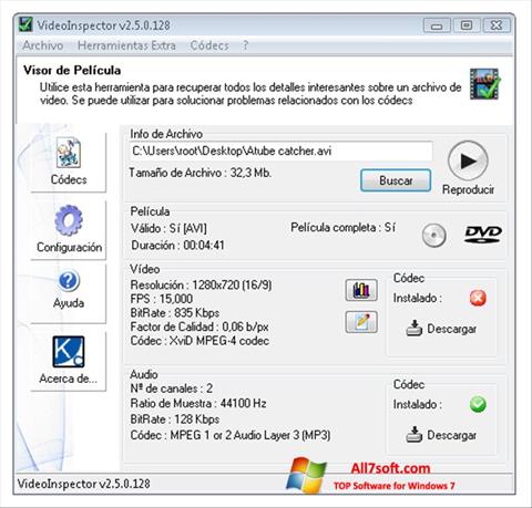 Screenshot VideoInspector per Windows 7