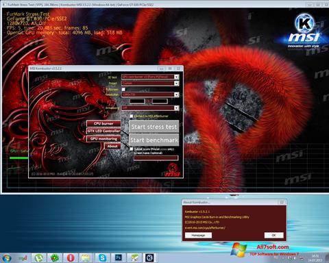 Screenshot MSI Kombustor per Windows 7