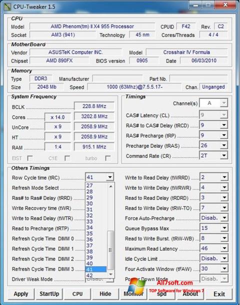 Screenshot CPU-Tweaker per Windows 7