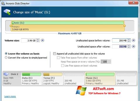 Screenshot Acronis Disk Director per Windows 7