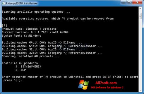 Screenshot ESET Uninstaller per Windows 7