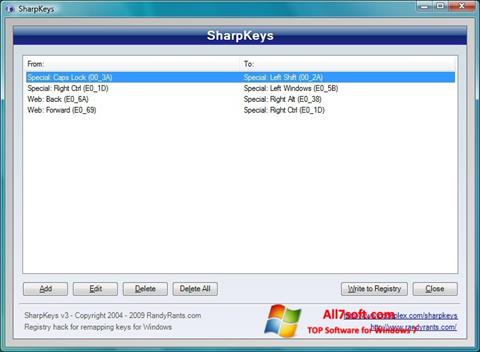 Screenshot SharpKeys per Windows 7