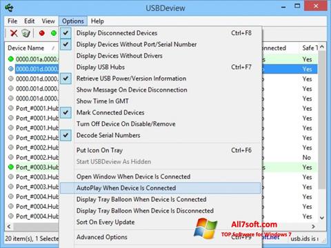 Screenshot USBDeview per Windows 7