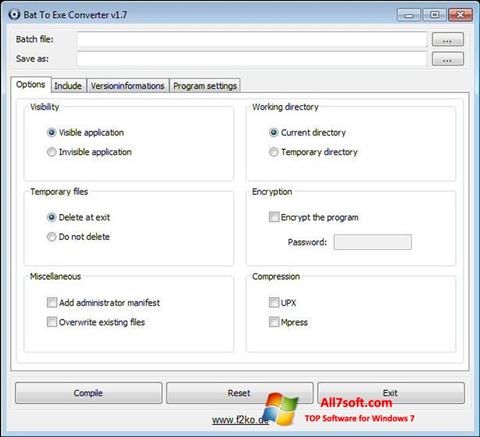 Screenshot Bat To Exe Converter per Windows 7