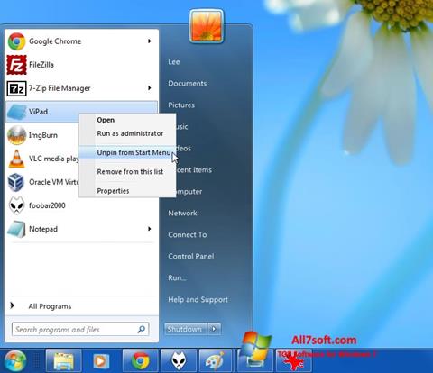 Screenshot ViStart per Windows 7
