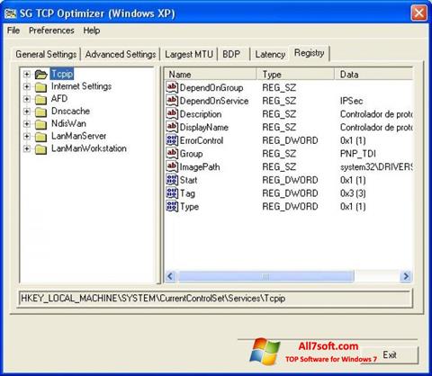 Screenshot TCP Optimizer per Windows 7