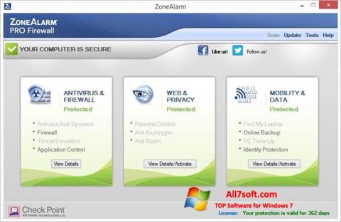 Screenshot ZoneAlarm Pro per Windows 7